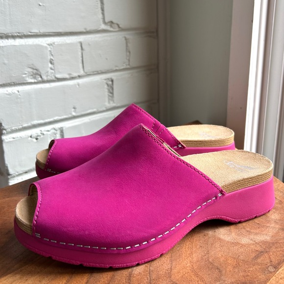 Dansko Shoes - NEW Dansko Ravyn Fuchsia Milled Nubuck Leather Peep Toe Sandal 37 6.5 7 Vacation